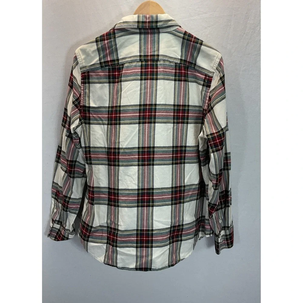 Polo Ralph Lauren Classic Fit Plaid Flannel Shirt Youth‎ XL Ivory Red Button Up